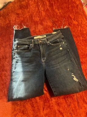 Lovers + Friends Dark Blue Distressed Jeans